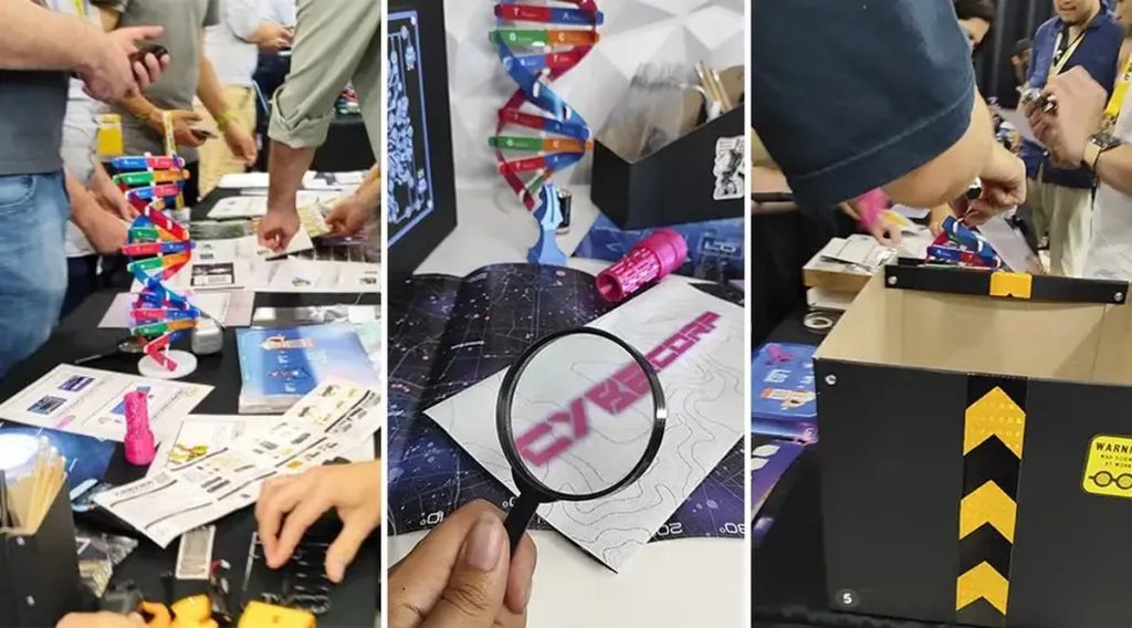 Escape room para empresas: equipos resolviendo las pruebas del escape room con los objetos del kit