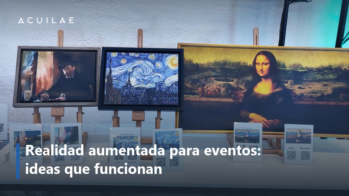 Realidad aumentada para eventos: cuadros con códigos QR preparados sobre la mesa de un juego con realidad aumentada para un evento