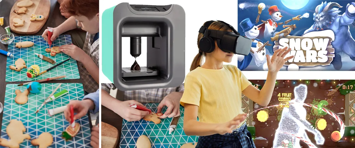 Decoración de galletas, impresora 3D de chocolate y juegos navideños de realidad virtual