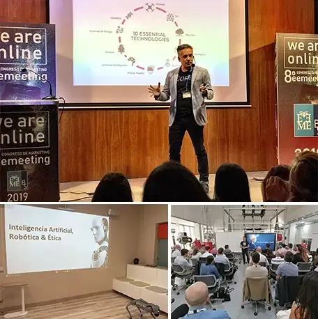 Ponente presentando tecnologías emergentes ante un auditorio en una formación para empresas