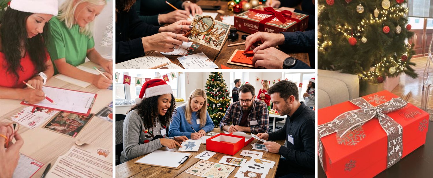 Collage del juego de Navidad para empresas Salva la Navidad