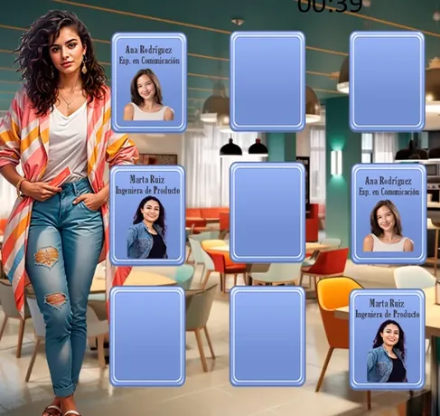 Juego de memoria a medida con las fichas de los miembros de un equipo